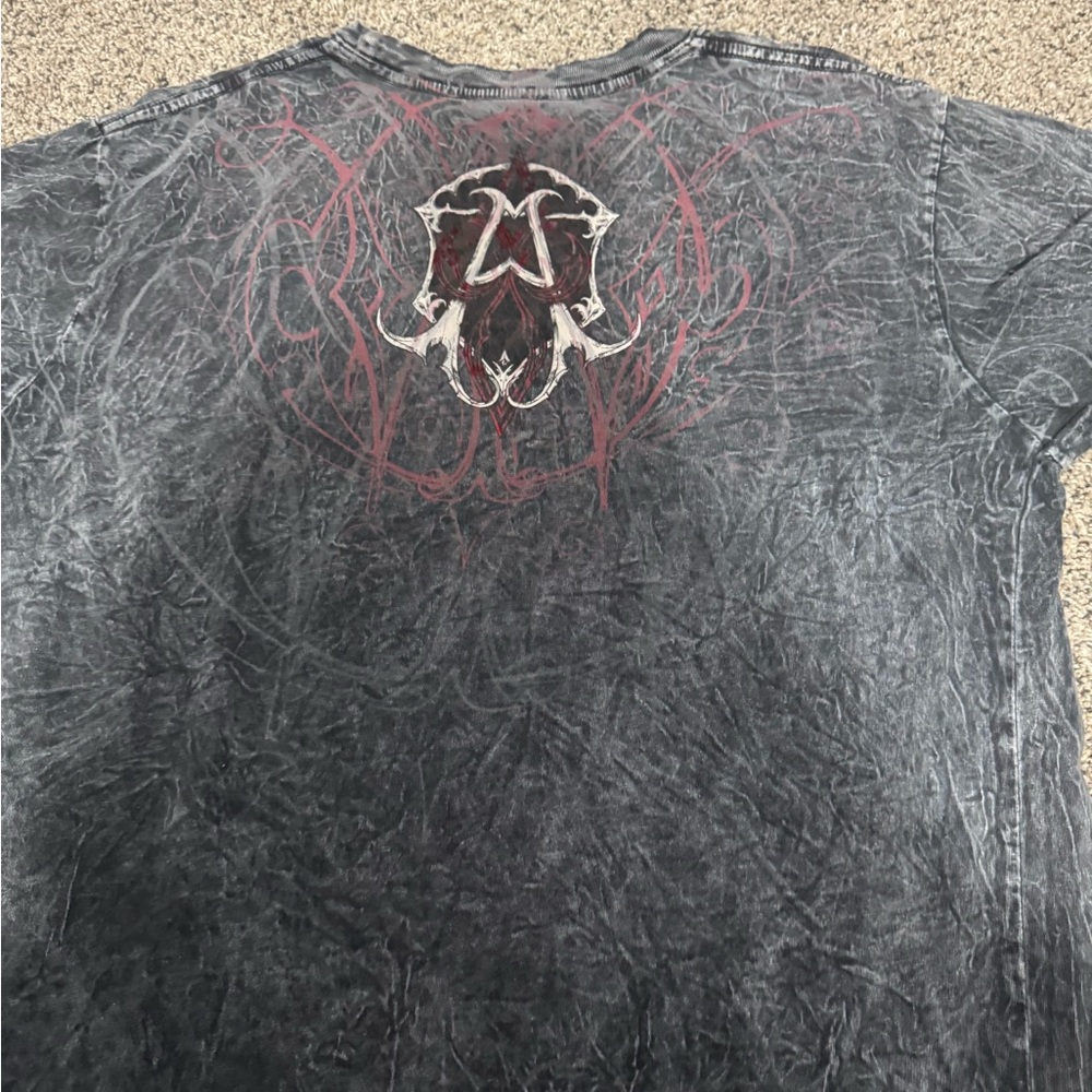 Affliction Charcoal and Maroon Graphic Tee